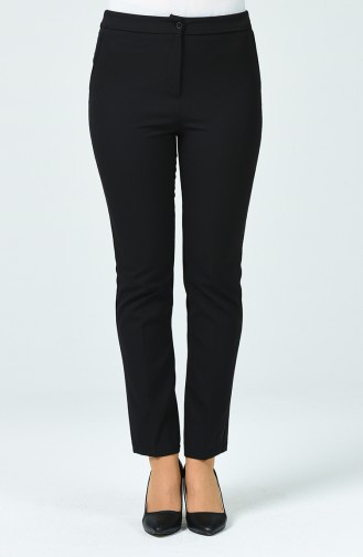 Pantalon Taille Haute Avec Poche 1738-01 Noir 1738-01