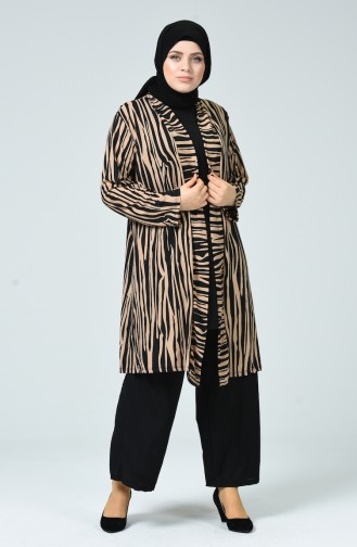 Big Size Leopard Striped Set of 3 Camel Black 1432A-01