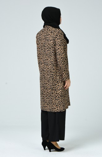 Big Size Leopard Patterned Set of 3 Camel Black 1432-02