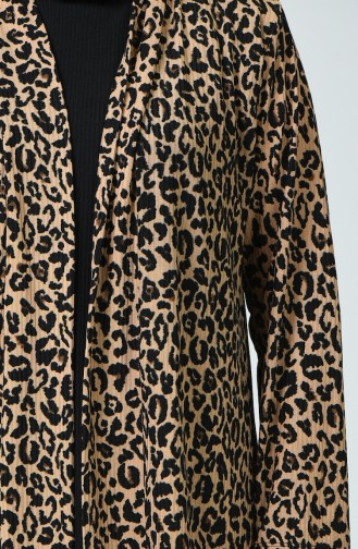 Big Size Leopard Patterned Set of 3 Camel Black 1432-02