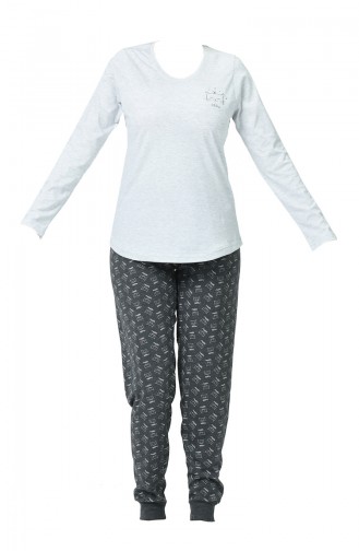 Ensemble Pyjama à Manches Longues Pour Femme 903219-B Gris Melanj 903219-B