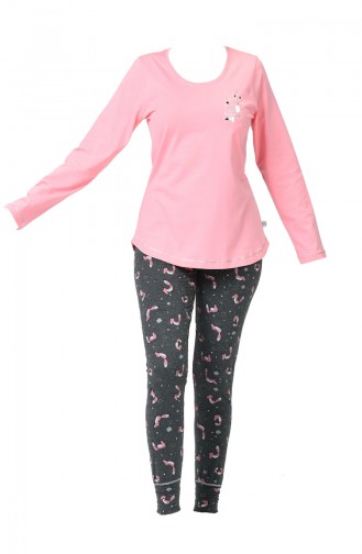 Damen Langer Arm Schlafanzug Set 903255-A Pink 903255-A
