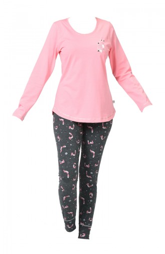 Damen Langer Arm Schlafanzug Set 903255-A Pink 903255-A
