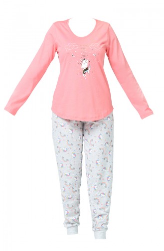 Damen Langer-Arm Pyjamas Set 904080-A Lachs 904080-A