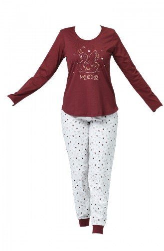 Ensemble Pyjama à Manches Longues Pour Femme 904095-A Bordeaux 904095-A