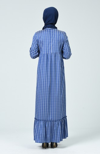 فستان مطوي أزرق وأبيض 1348-06