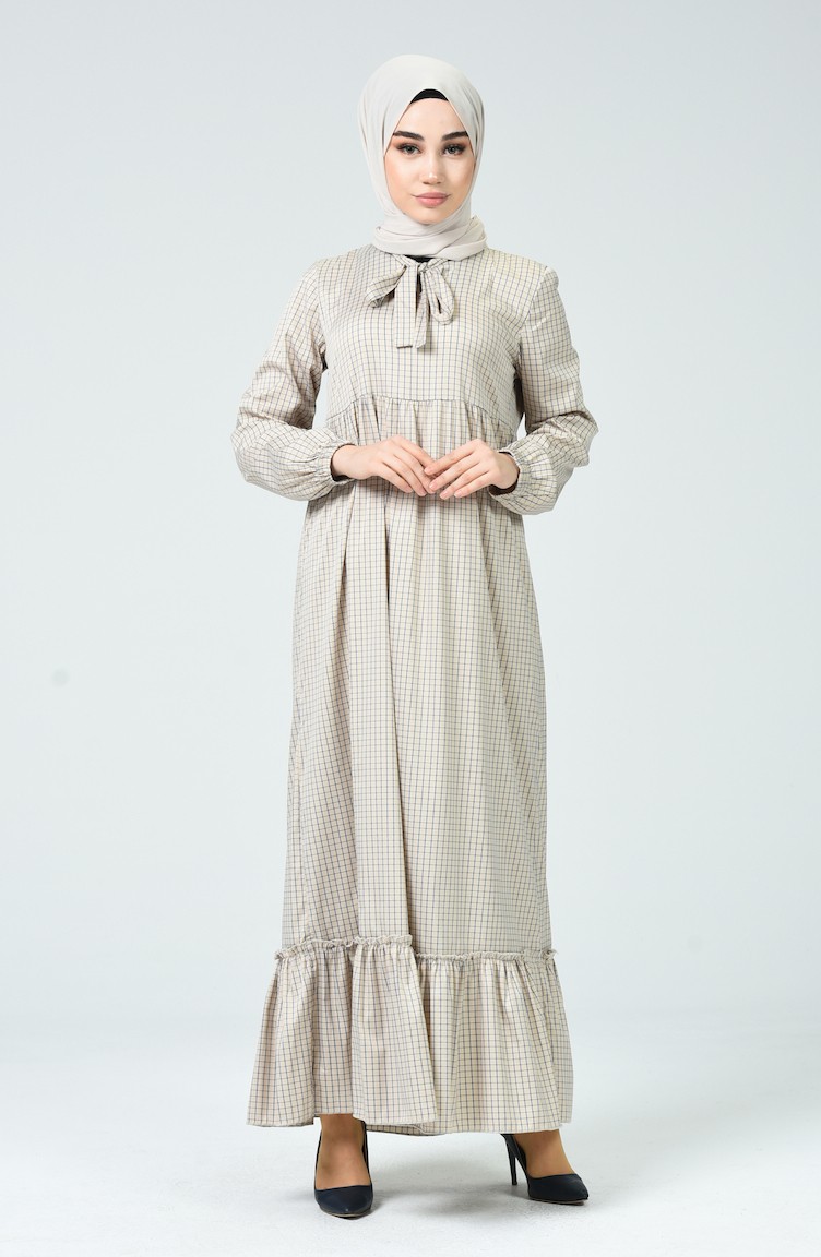 Robe Froncée 1349-06 Beige 1349-06