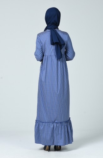 فستان مطوي أزرق داكن 1349-07