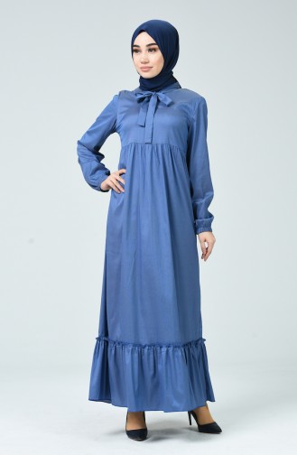 Gerafftes Kleid  1350-05 Dunkel Blau 1350-05