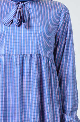 Tie Neck Plaid Dress Lilac 1351-01