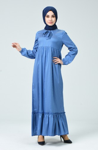 Krawatte Kragen Kleid 1351-02 Blau 1351-02