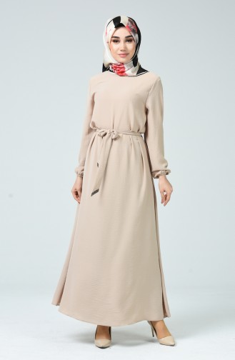 Beige Hijab Kleider 0048-03