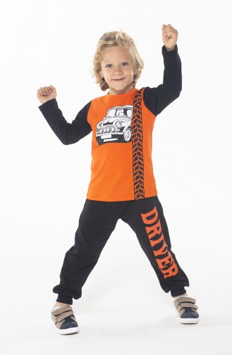 Jungen Hose-Tshirt Anzug ZN-SS-084 Schwarz Orange 084