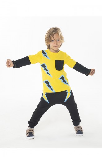 Erkek Çocuk Pantolon Tshirt Takım ZN-SS-100 Sarı Siyah