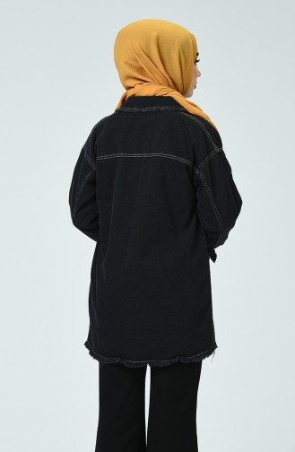 Saçaklı Kot Ceket 1012-02 Siyah