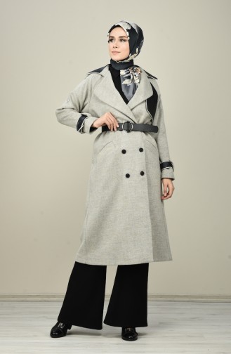 معطف طويل رمادي 4001-01