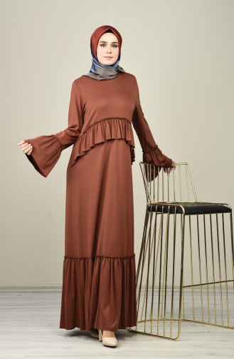 Pleated Dress Brown 8086-05