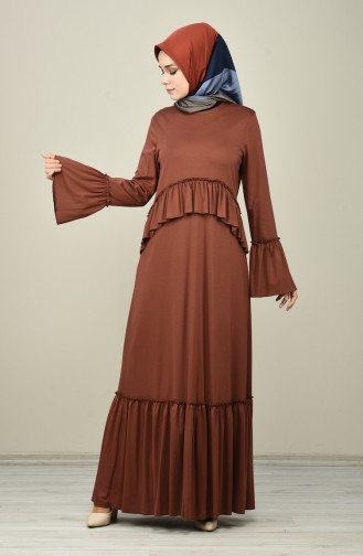 Pleated Dress Brown 8086-05