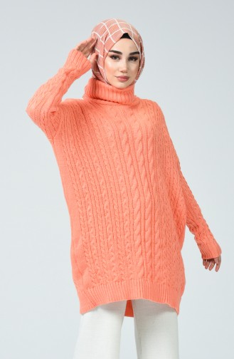 Tricot Long Sweater Salmon Color 1939-07