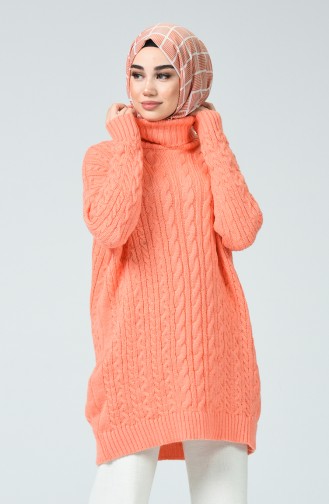 Tricot Long Sweater Salmon Color 1939-07