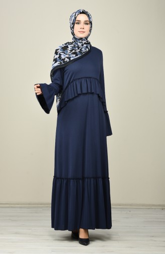 Dunkelblau Hijab Kleider 8038-04