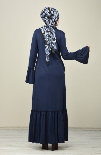 Dunkelblau Hijab Kleider 8038-04