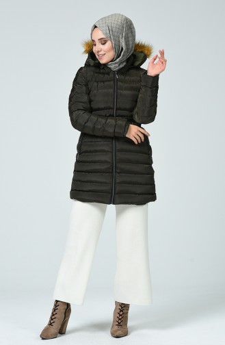 Hooded Quilted Jacket Khaki 0553-01