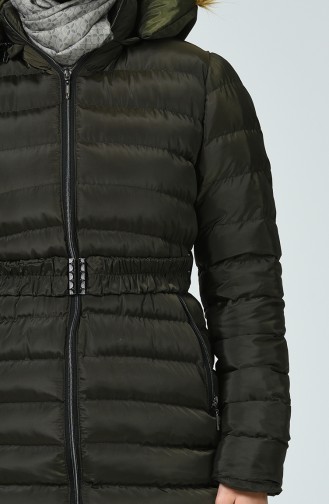 Hooded Quilted Jacket Khaki 0553-01