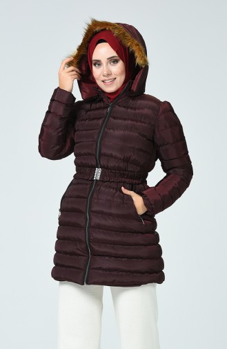 Hooded Quilted Jacket Bordeaux 0553-02
