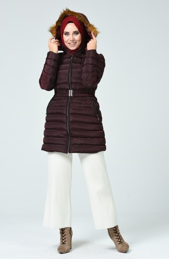 Hooded Quilted Jacket Bordeaux 0553-02