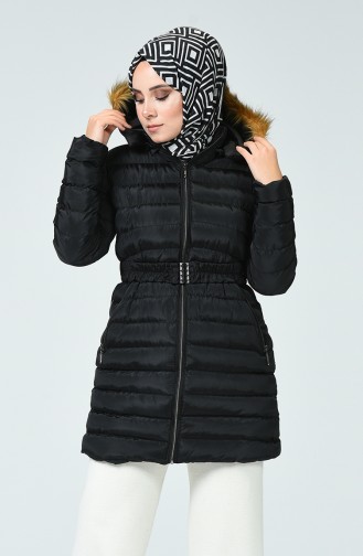 Manteaux Matelassé a Capuche 0553-04 Noir 0553-04