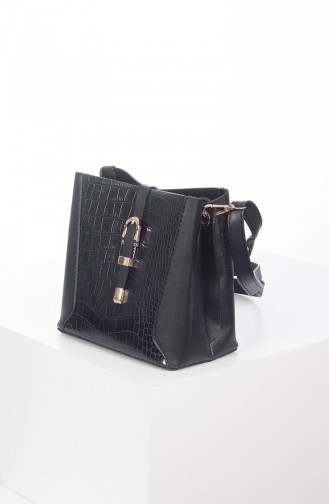 Women´s Cross Shoulder Bag Black Croco 3011K-01