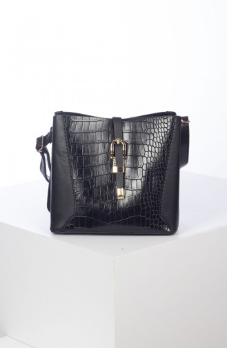 Women´s Cross Shoulder Bag Black Croco 3011K-01