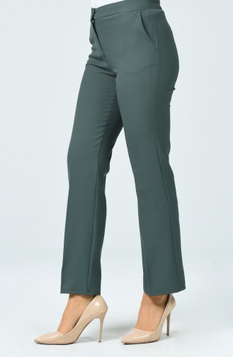 Pocketed Straight Trousers Dark Green 2062-15