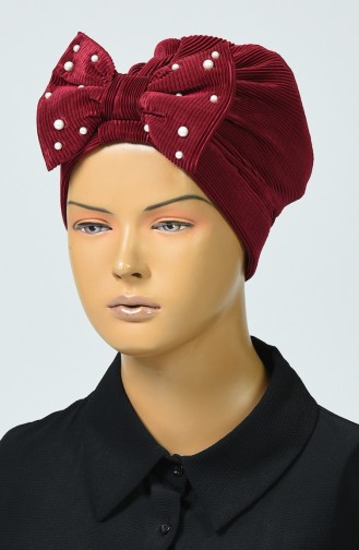 Beaded Bow Bonnet Bordeaux 7003-03