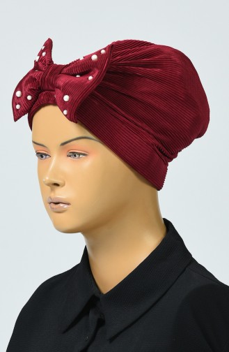 Beaded Bow Bonnet Bordeaux 7003-03