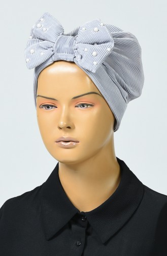 Beaded Bow Bonnet Gray 7003-10