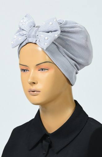 Beaded Bow Bonnet Gray 7003-10