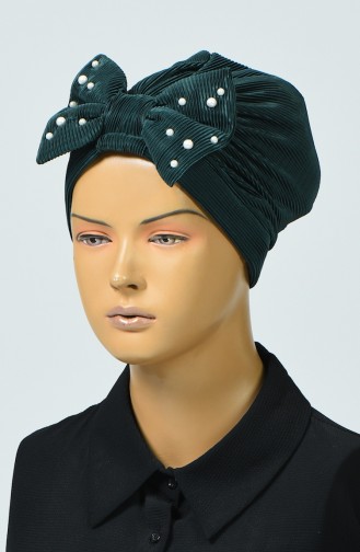 Beaded Bow Bonnet Emerald Green 7003-12