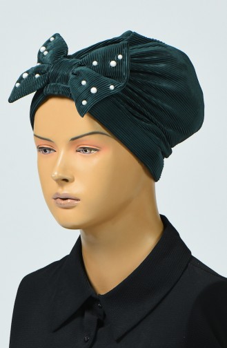 Beaded Bow Bonnet Emerald Green 7003-12