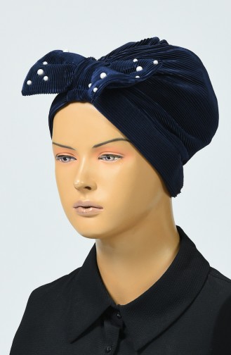 Beaded Bow Bonnet Navy Blue 7003-13