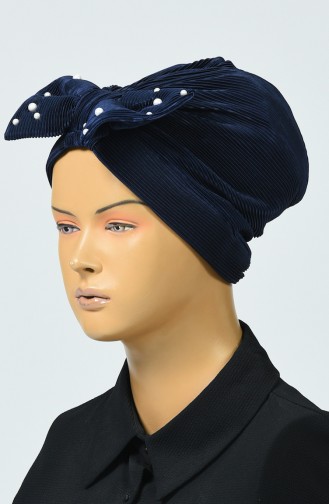 Beaded Bow Bonnet Navy Blue 7003-13