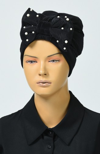 Beaded Bow Bonnet Black 7003-14