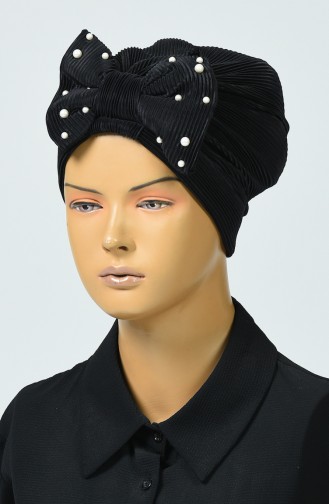 Beaded Bow Bonnet Black 7003-14