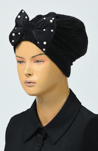 Beaded Bow Bonnet Black 7003-14