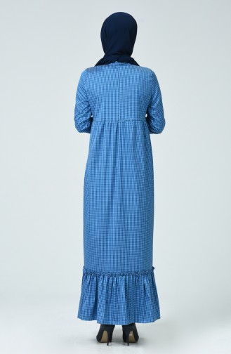 Büzgülü Elbise 1353-01 Koyu Mavi