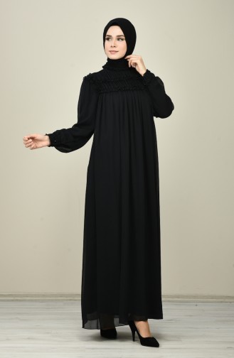 Schwarz Hijab Kleider 8127-04