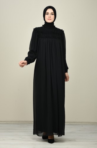 Schwarz Hijab Kleider 8127-04
