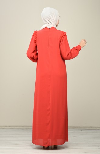 Drapeli Şifon Abiye Elbise 8127-07 Kırmızı