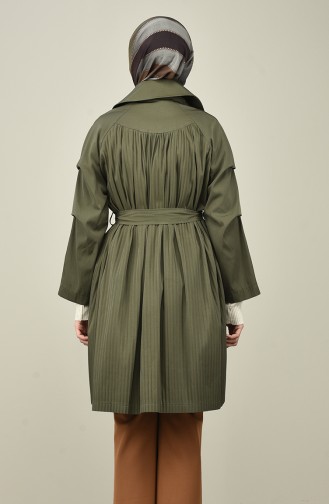 Trench-coat Plissé à Fermeture  4008-01 Khaki 4008-01